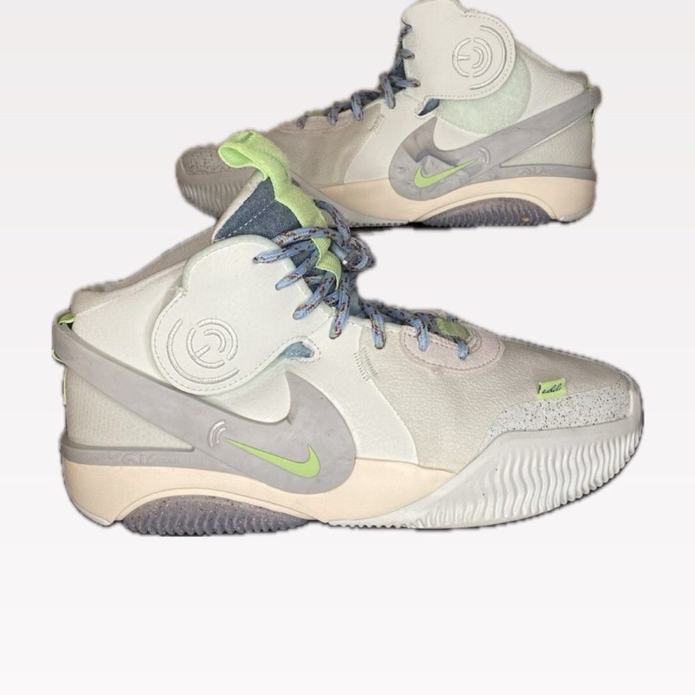Nike Deldon High-Top Sneakers in Light Gray and Lime